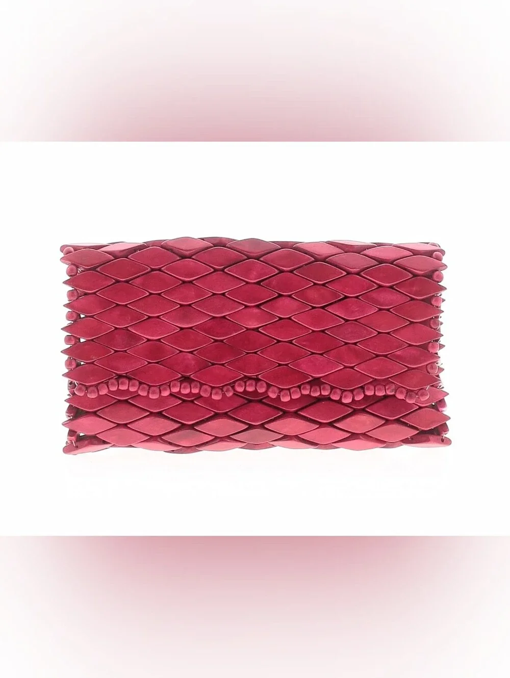 Women's Red Wooden Textured Clutch Bag